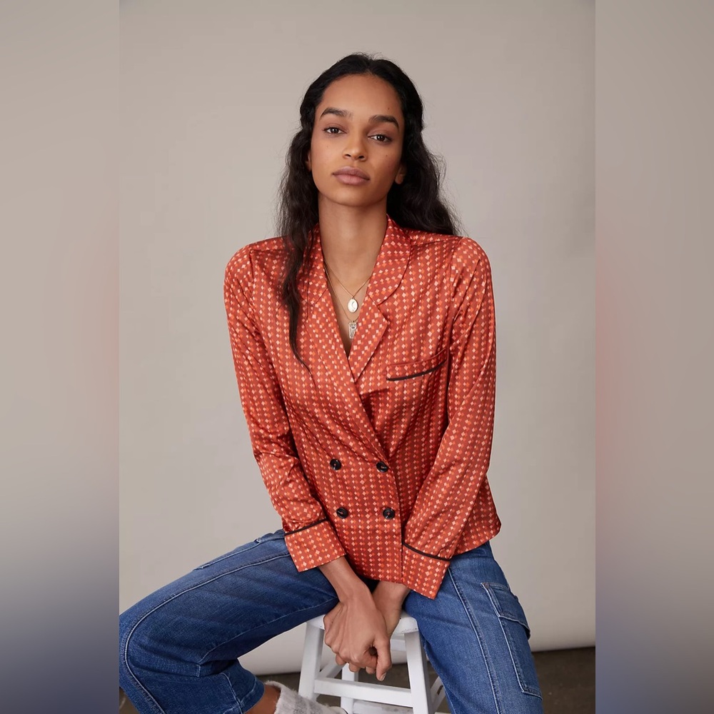 Anthropologie x Hutch Rita Plaid Blouse - size L NWT